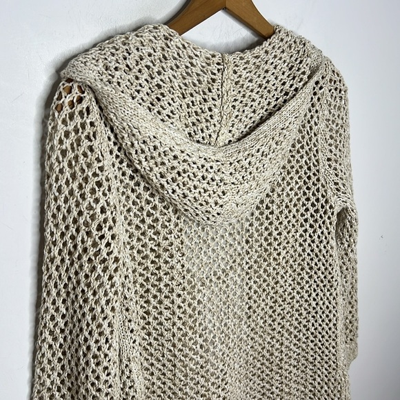 J. JILL Crochet Fringe Beachy Tassel Tie Coverup Open Resort wear Cardigan - Picture 6 of 14